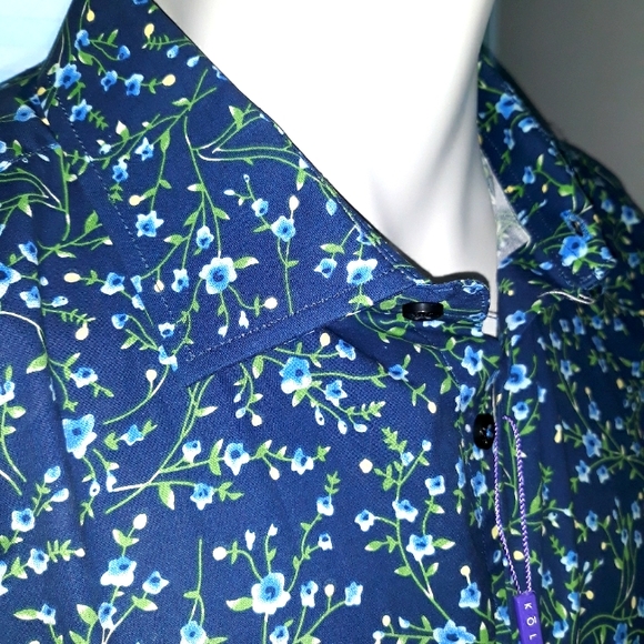 Kolte Other - Kolte mens blue floral cotton  shirt. NWT. XL. 17.5 neck